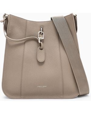 Giorgio Armani Pebbled Leather Shoulder Bag - Natural