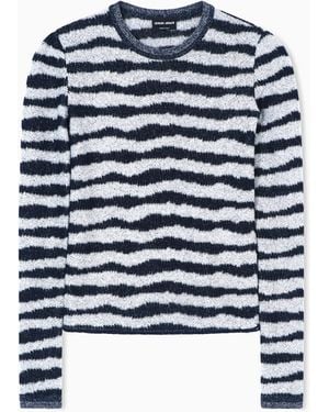 Giorgio Armani Cashmere Jumper With Silk And Irregular Stripes Icon - Blue