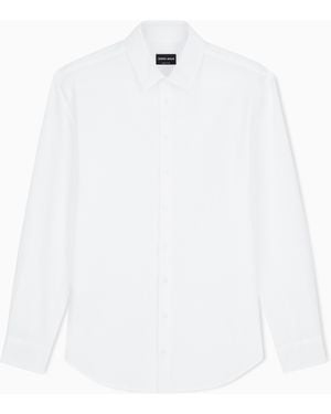 Giorgio Armani Regular Fit Cotton Seersucker Shirt - White