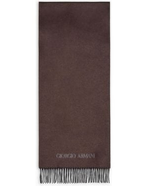 Giorgio Armani Silk And Cashmere Scarf - Brown