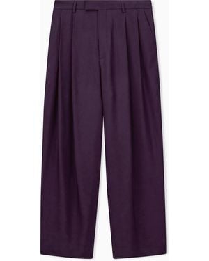Giorgio Armani Pantalón De Sarga De Viscosa Con Pinzas Y Corte Recto - Morado