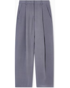 Giorgio Armani Single-Pleat Washed Silk Crêpe Trousers - Blue