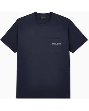Giorgio Armani Cotton Interlock-Jersey T-Shirt - Blue