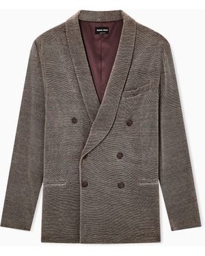 Giorgio Armani Chaqueta De Abotonadura Sencilla De Punto De Algodón Milrayas Asv - Marrón