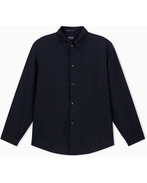 Giorgio Armani Chevron Viscose Twill Shirt Jacket - Blue