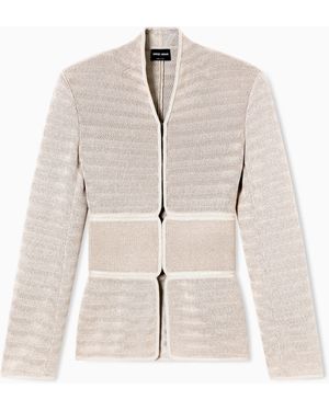 Giorgio Armani Ottoman-Effect Viscose-Blend Knit Jacket - Natural