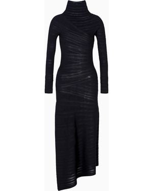 Giorgio Armani Viscose And Wool Jersey Midi Dress - Blue