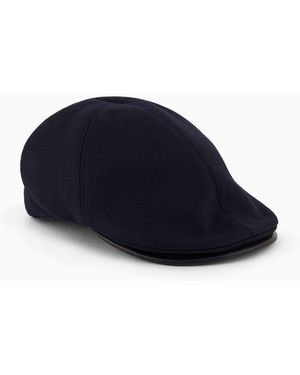 Giorgio Armani Wool-blend Flat Cap - Blue