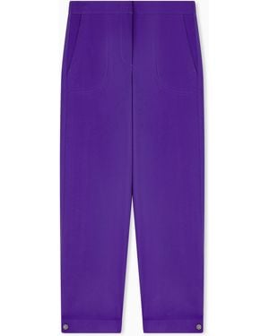 Giorgio Armani Technical-Cady Straight Trousers - Purple