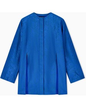 Giorgio Armani Viscose Chevron Jacquard Jacket - Blue