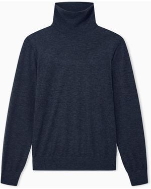 Giorgio Armani Pull À Col Roulé En Jersey De Cachemire À Coupe Classique - Bleu