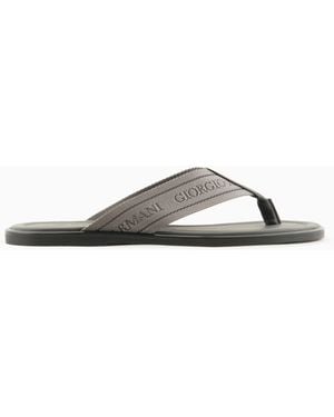 Giorgio Armani Webbing Thong Sandals - White