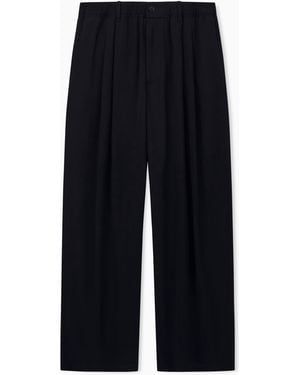 Giorgio Armani Trouser Oversized With Vintage Viscose And Virgin Wool - Blue