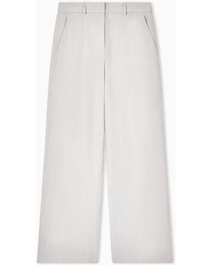 Giorgio Armani Wide-Legged Linen Trousers - Grey