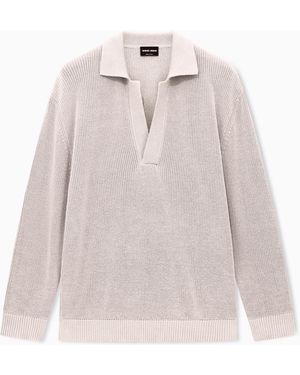 Giorgio Armani Long-Sleeved Polo Shirt - Natural