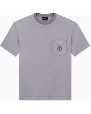 Giorgio Armani Cupro And Silk T-Shirt With Small Pocket - Grey