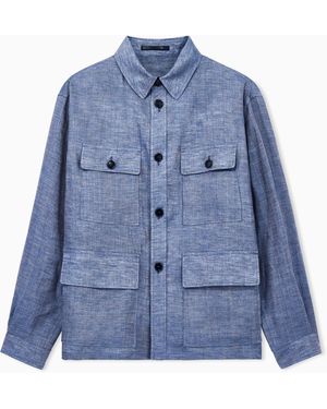 Giorgio Armani Shirt Jacket With Oversized Fit - Blue