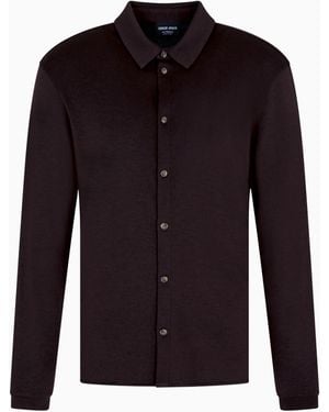 Giorgio Armani Shirt Cashmere Interlock Jersey Regular Fit - Blue