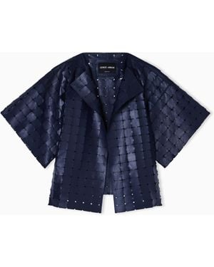 Giorgio Armani Carved Nappa Lambskin Jacket - Blue