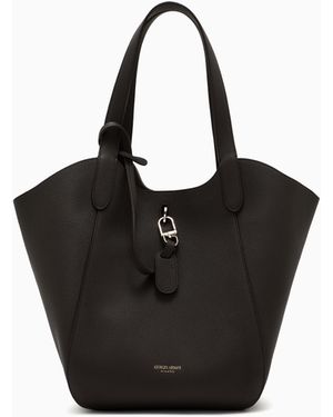 Giorgio Armani Pebbled Bag With A Removable Inner Pouch - Black