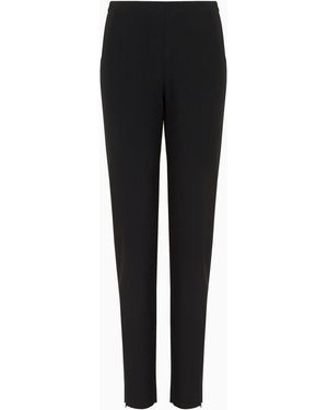 Giorgio Armani Wool Crepe Trousers With A High Waist And Side Zip - Black