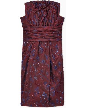 Giorgio Armani Strapless Evening Dress With Floral Embroidery And Beading - Purple