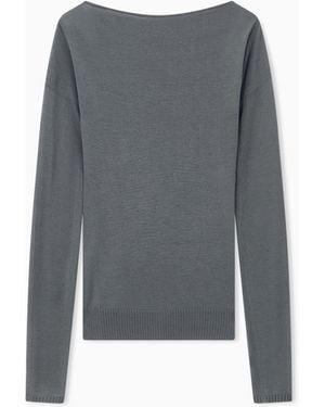 Giorgio Armani Jumper Seamless Cashmere Round Neck Long Sleeve - Grey