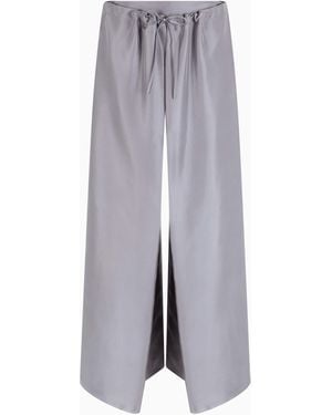 Giorgio Armani Pantalon En Soie Avec Détail Panneau - Gris