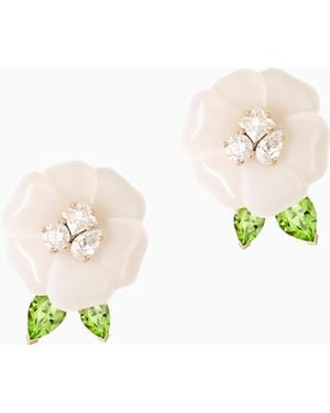 Giorgio Armani Blanche 18K Earrings With Agate, Diamonds And Peridot - White
