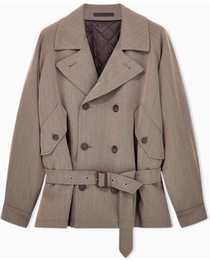 Giorgio Armani Oversized-Fit Caban Coat - Brown