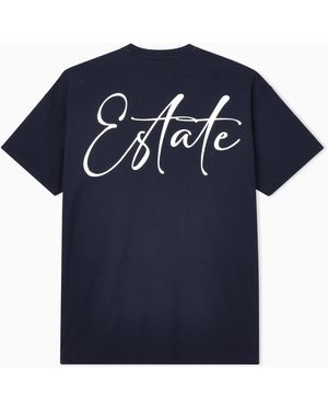 Giorgio Armani Cotton Interlock Jersey T-Shirt With Lettering On The Back - Blue