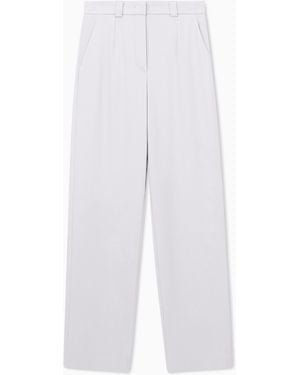 Giorgio Armani Pantalones Rectos De Cady Técnico Con Talle Alto Y Trabillas - Blanco