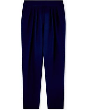 Giorgio Armani Silk Cady Trousers With Pleats - Blue