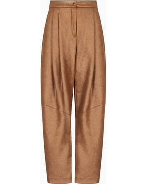 Giorgio Armani Double-Sided Jersey Single-Pleat Trousers - Brown