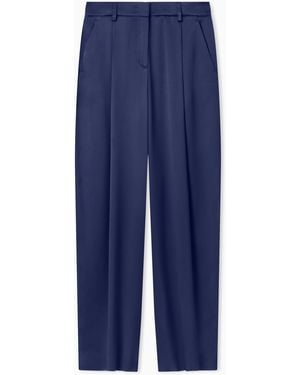 Giorgio Armani Silk Double Satin Single-Pleat Trousers - Blue