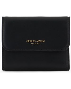 Giorgio Armani Leather Trifold Wallet - Black