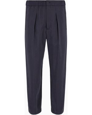 Giorgio Armani Washed, Silk-Blend, Single-Pleat Trousers - Blue