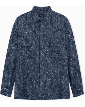 Giorgio Armani Viscose And Silk Shirt With Pockets - Blue