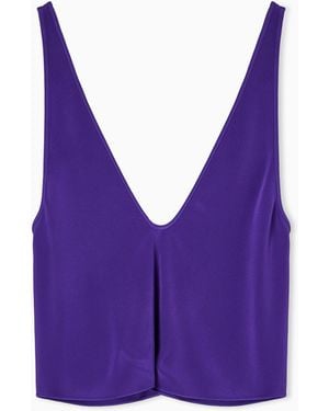 Giorgio Armani Silk Blend Crêpe Short Top - Purple