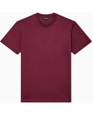 Giorgio Armani Plain-Knit Jersey T-Shirt - Red