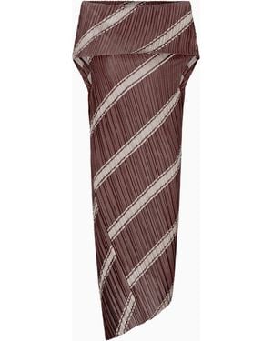 Giorgio Armani Pleated Two-Tone Jersey Midi Dress - Brown