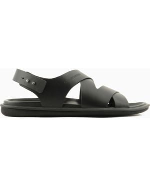 Giorgio Armani Leather Woven Sandals - White