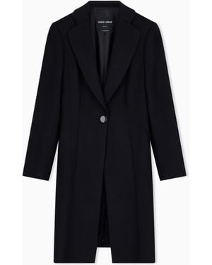 Giorgio Armani Pure Cashmere Single-Breasted Coat - Black