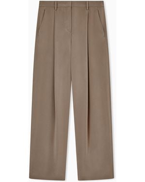 Giorgio Armani Single-Pleat Silk Crêpe Trousers - Brown