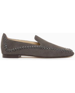 Giorgio Armani Suede Slip-Ons With Interweaving - White