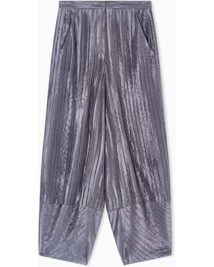 Giorgio Armani Wide Pleated Silk Trousers - Blue