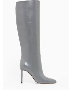 Giorgio Armani Bottes Hautes En Cuir Verni - Gris