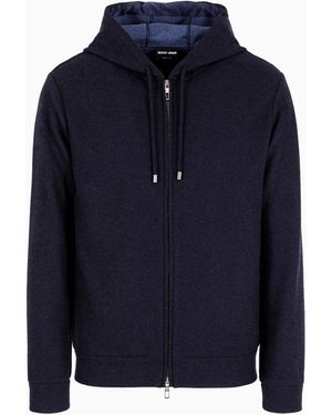 Giorgio Armani Vicuña Sweatshirt With Hood - Blue