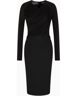 Giorgio Armani Lyocell Jersey Midi Dress - Black