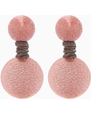 Giorgio Armani Earrings With Fabric-Effect Circular Pendant - Pink